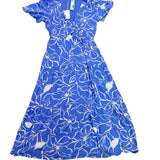 Z Supply Womens Blue Rayon Wrap Maxi Dress With Floral Print Short Sleeves Sz L