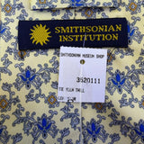 Smithsonian Mens Yellow & Blue 100% Silk Floral Pattern Neck Tie Unique Design
