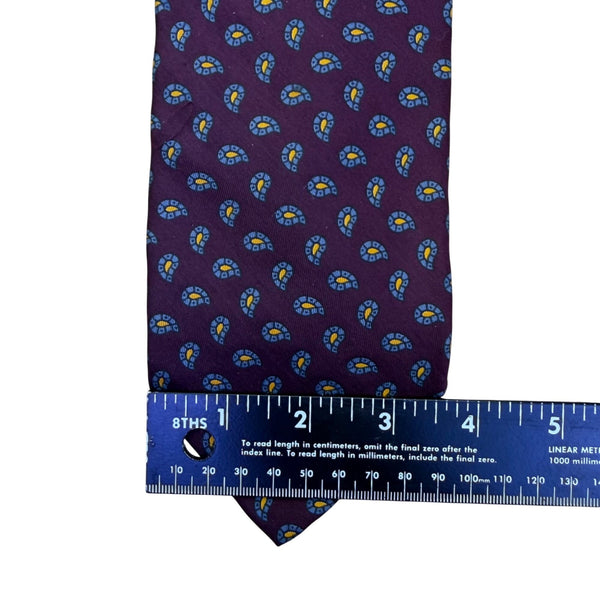 Robert Talbott Mens Purple Silk Necktie Paisley Print 57" Length Classic Style