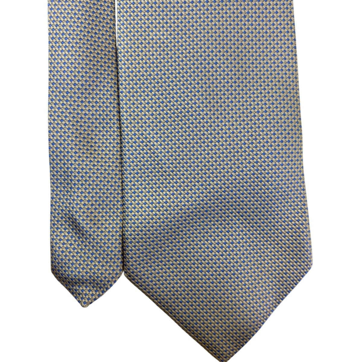 Brooks Mens Gold/Blue 100% Silk Tie Geometric Pattern Classic Style
