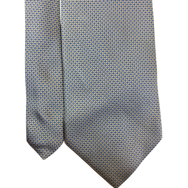 Brooks Mens Gold/Blue 100% Silk Tie Geometric Pattern Classic Style