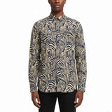 Banana Republic Mens Navy & Tan Button-Up Long-Sleeve Shirt  Animal Print Size L