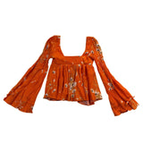 Urban Outfitters Women Orange Floral Viscose Bell Sleeve Top S