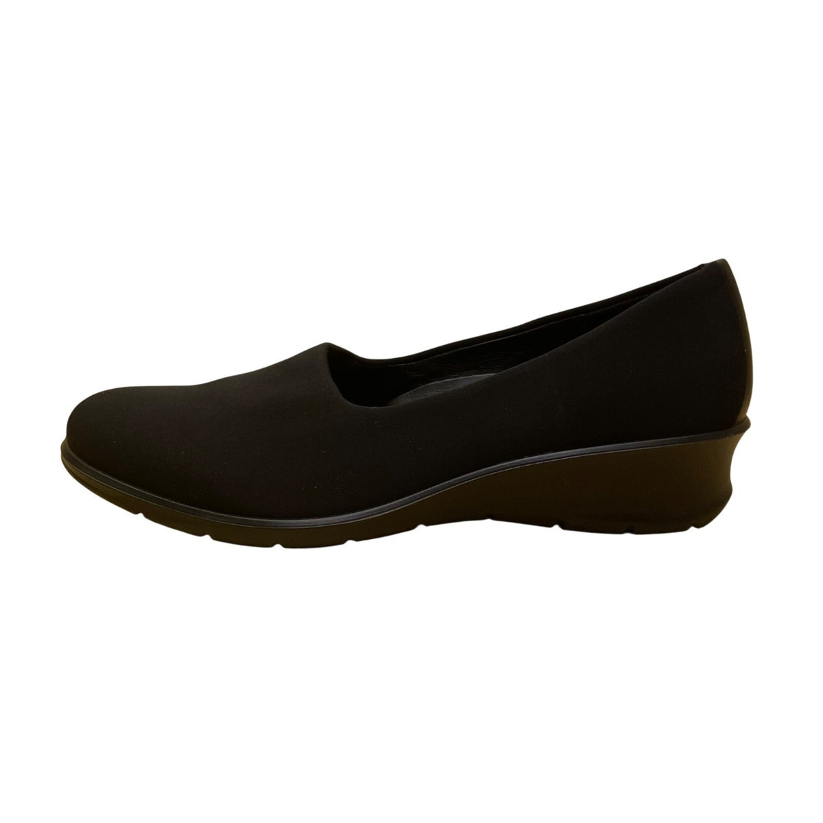 Ecco Women’s Black Leather Wedge Slip-On Comfort Shoes Size 7