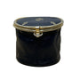 Unbranded Vintage Expandable Coin/Jewelry Pouch Navy Blue Leather Gold-Tone Flor
