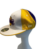 NBA Newera White Basketball Hat Los Angeles Lakers Fitted Cap Sz 7