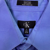 Calvin Klein Mens Blue 100% Cotton Satin Poplin Button-Down Shirt Size M