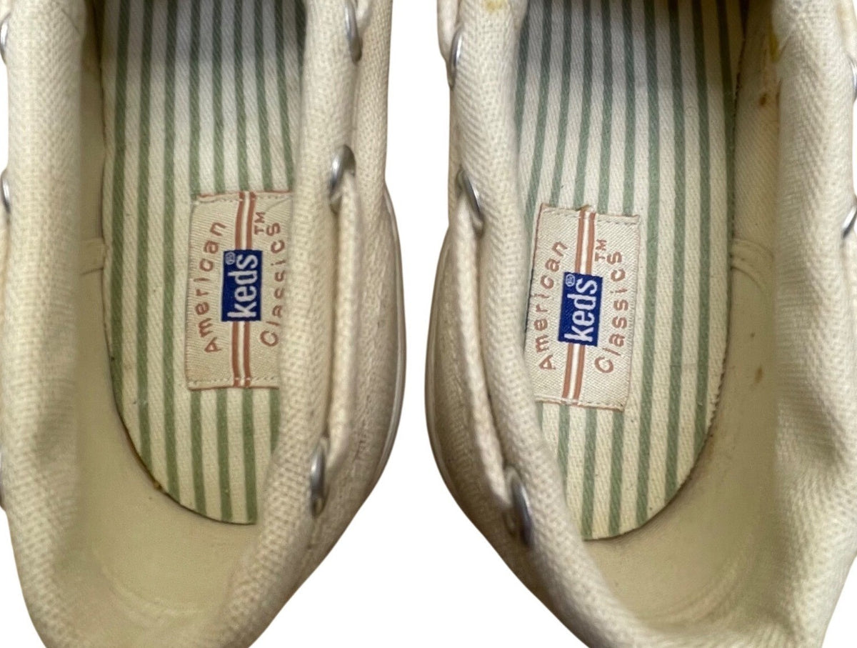 Keds Women’s Ivory Canvas Nautical Lace-Up Casual Top Siders Boat Shoes Size 5
