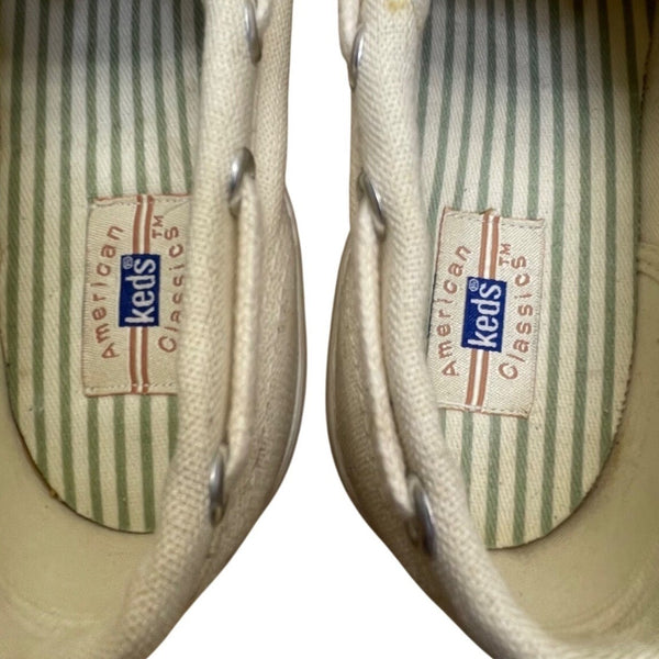 Keds Women’s Ivory Canvas Nautical Lace-Up Casual Top Siders Boat Shoes Size 5