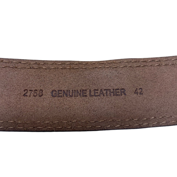 Genuine Leather Mens Brown Belt With Silver Buckle Casual Accessory Sz 49
