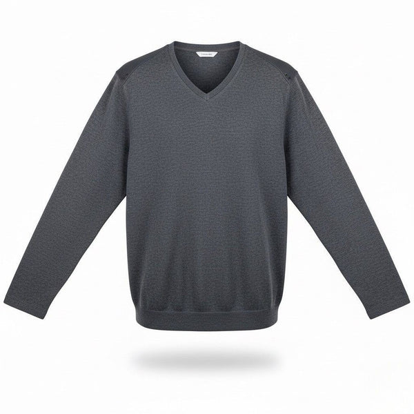 Calvin Klein Mens Medium Grey Cotton V-Neck Liquid Rib Long Sleeve Sweater Sz XL
