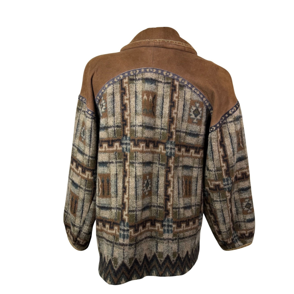 Carlos Ibanez Mens Brown Wool & Suede Western Toggle Coat Vintage Design Sz 54