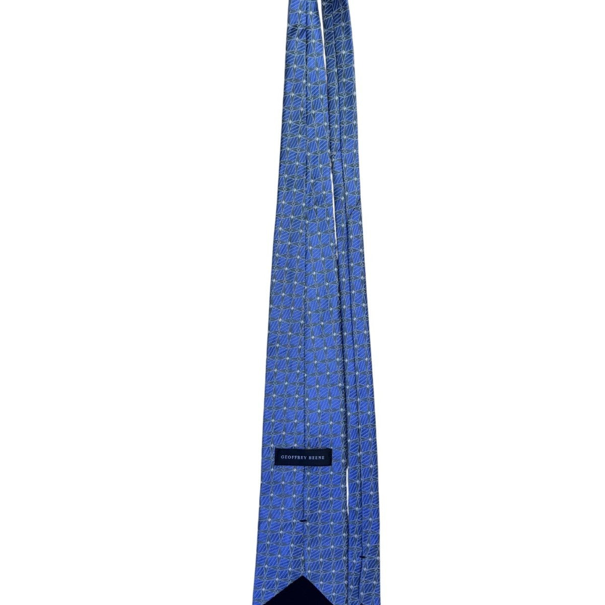 Geoffrey Beene Mens Blue Silk Geometric Pattern Necktie