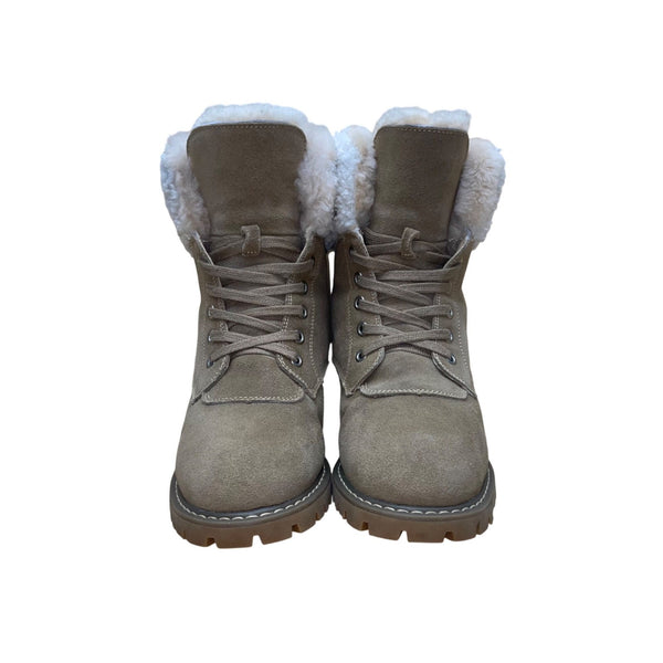 UGG Australian Shepherd Women’s Brown Suede & White Wool Mina Boots Size M6/L7