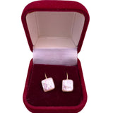 Square Freshwater Pearl Dangle Earrings For Women White & Purple Tones
