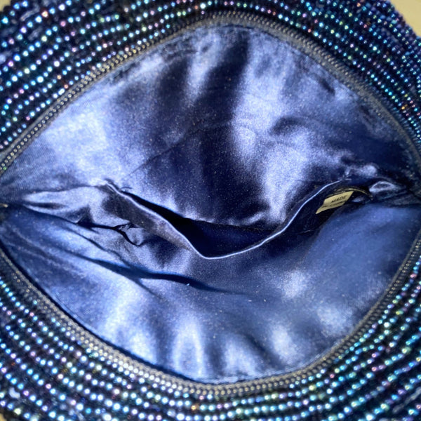 Carolyne Barton Women’s Blue Beaded With Tassel Night Crossbody Bag