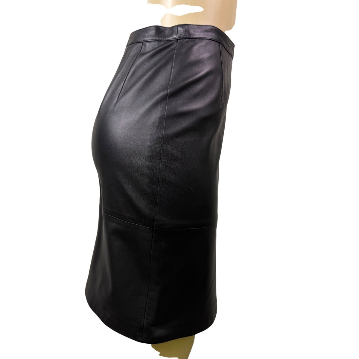 Talbots Womens Black Leather Pencil Skirt Petite Fully Lined Clean Classic Size