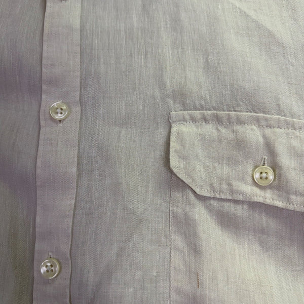 Perry Ellis Mens White Linen Button-Up Shirt Long Sleeve Sz XL