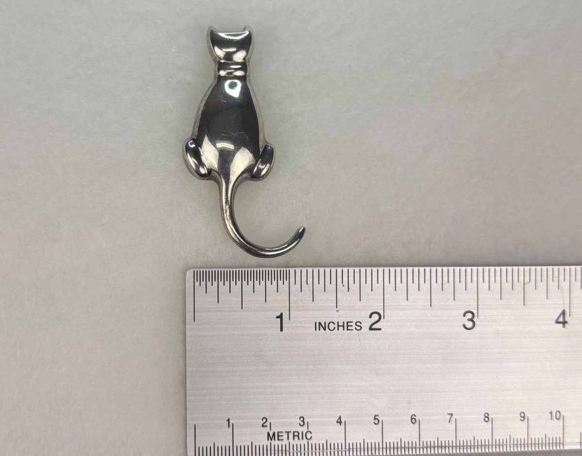 Zina Sterling Silver Cat Brooch Vintage Elegant Minimalist Jewelry Piece