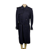 Navy Double-Breasted Womens Trench Coat Long Belted Cotton Blend Timele