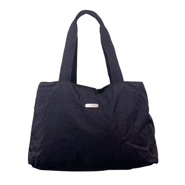 Chicos Women’s Black Nylon Zippered Pockets Travelers Shoulder Straps Tote Bag