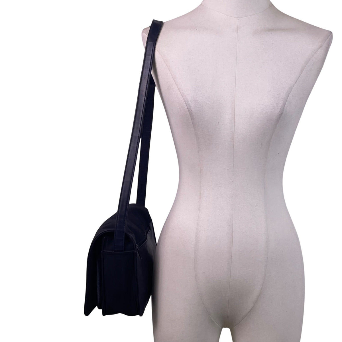 Liz Claiborne Women’s Black Faux Leather & Nylon Adjustable Strap Crossbody Bag