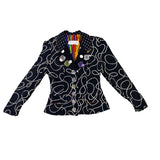 Platinum Womens Black & White Cotton Blazer And Flowy Skirt 2-Piece Set