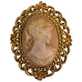 Mid-20Th Century Womens Gold Tone Cameo Brooch Carved Profile