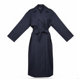 Zara Womens Navy Belted Double-Breasted Trench Coat Long Classic Style Sz M