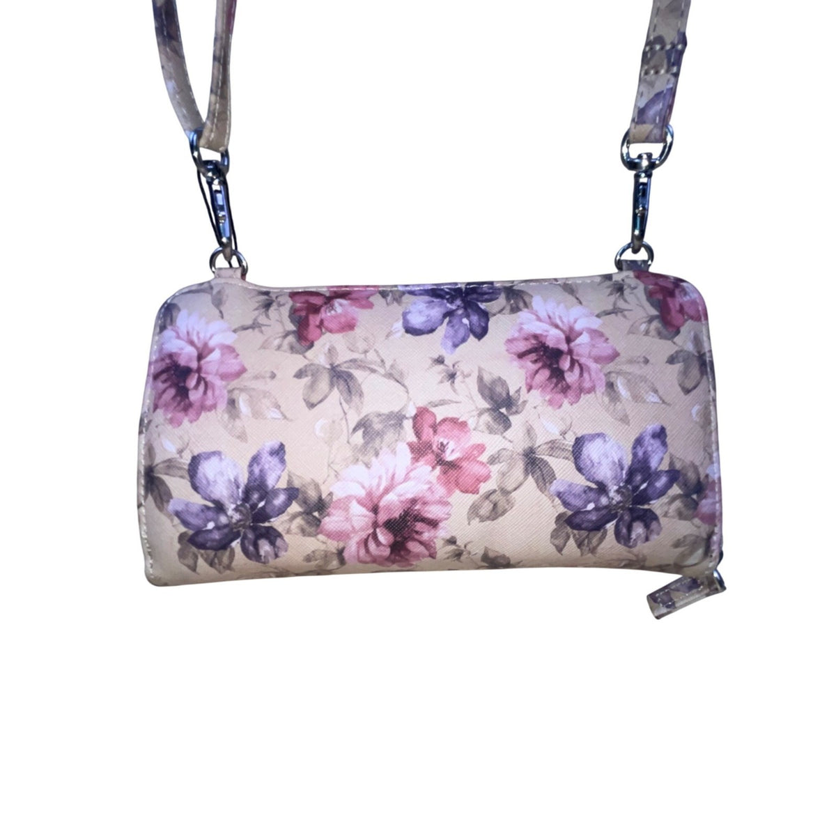 Mundi Women’s Beige Floral Faux Leather Adjustable Strap Crossbody Clutch Bag