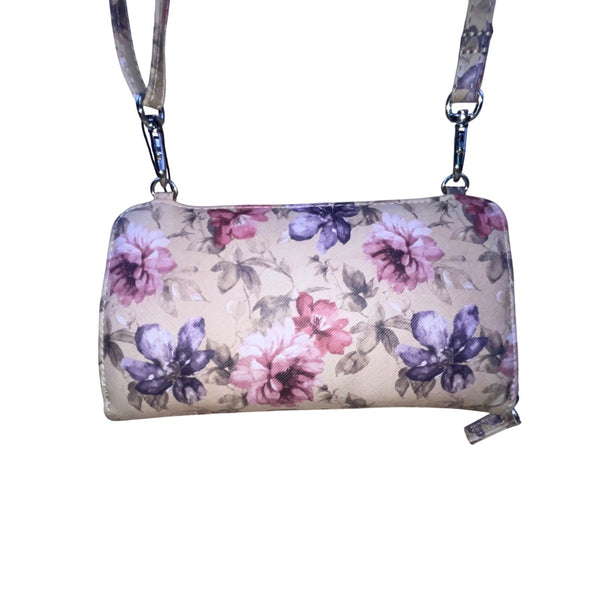 Mundi Women’s Beige Floral Faux Leather Adjustable Strap Crossbody Clutch Bag