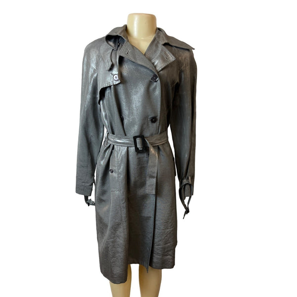 Jones New York Women's Gray Double Breasted Trench Coat Sz M