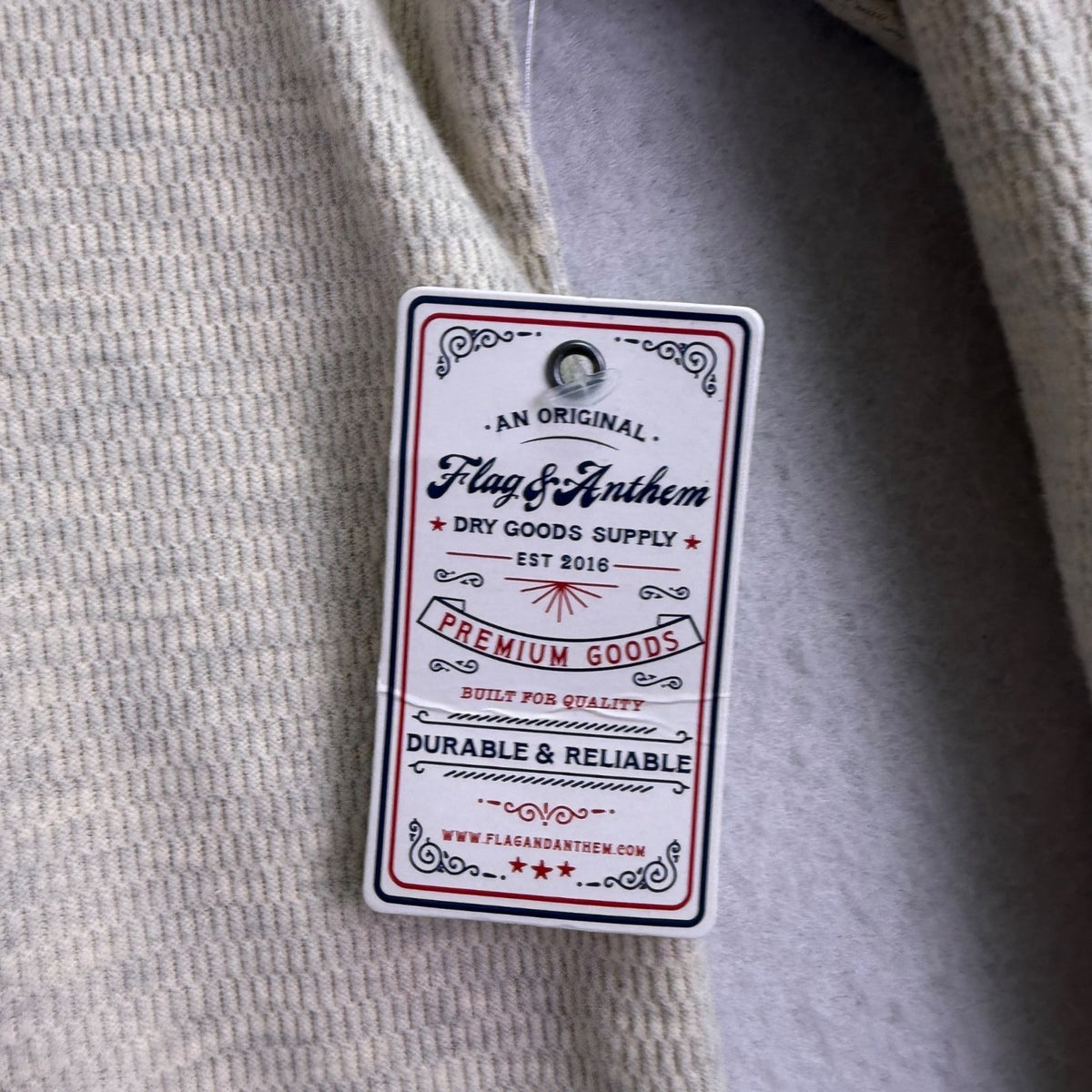Flag & Anthem Mens Beige Cotton/Polyester Hoodie Sweater Waffle Knit Sz M - New