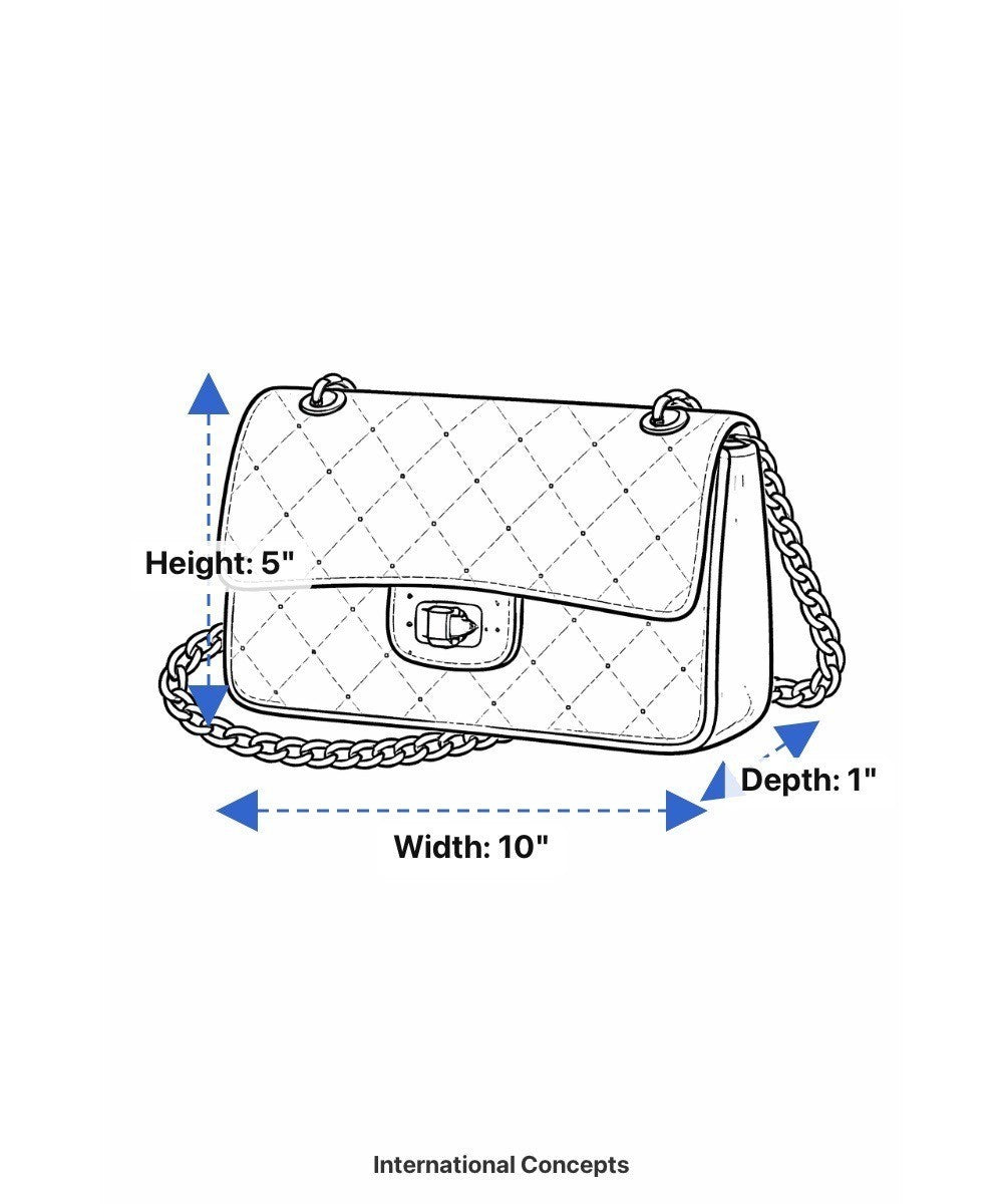 INC Women’s Silver Metallic Mesh Chain Strap Fold-Over Design Clutch Bag