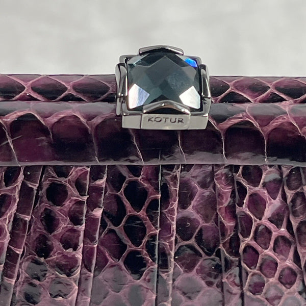 Kotur Women's Purple Snakeskin Evening Clutch Sz S