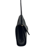 Desmo Women's Black Pebbled Leather Shoulder Crossbody Flap Bag Sz S