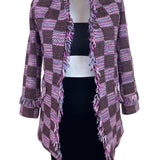 Starlite Womens Brown & Pink Woven Fringe Open Front Blazer Jacket Sz 12