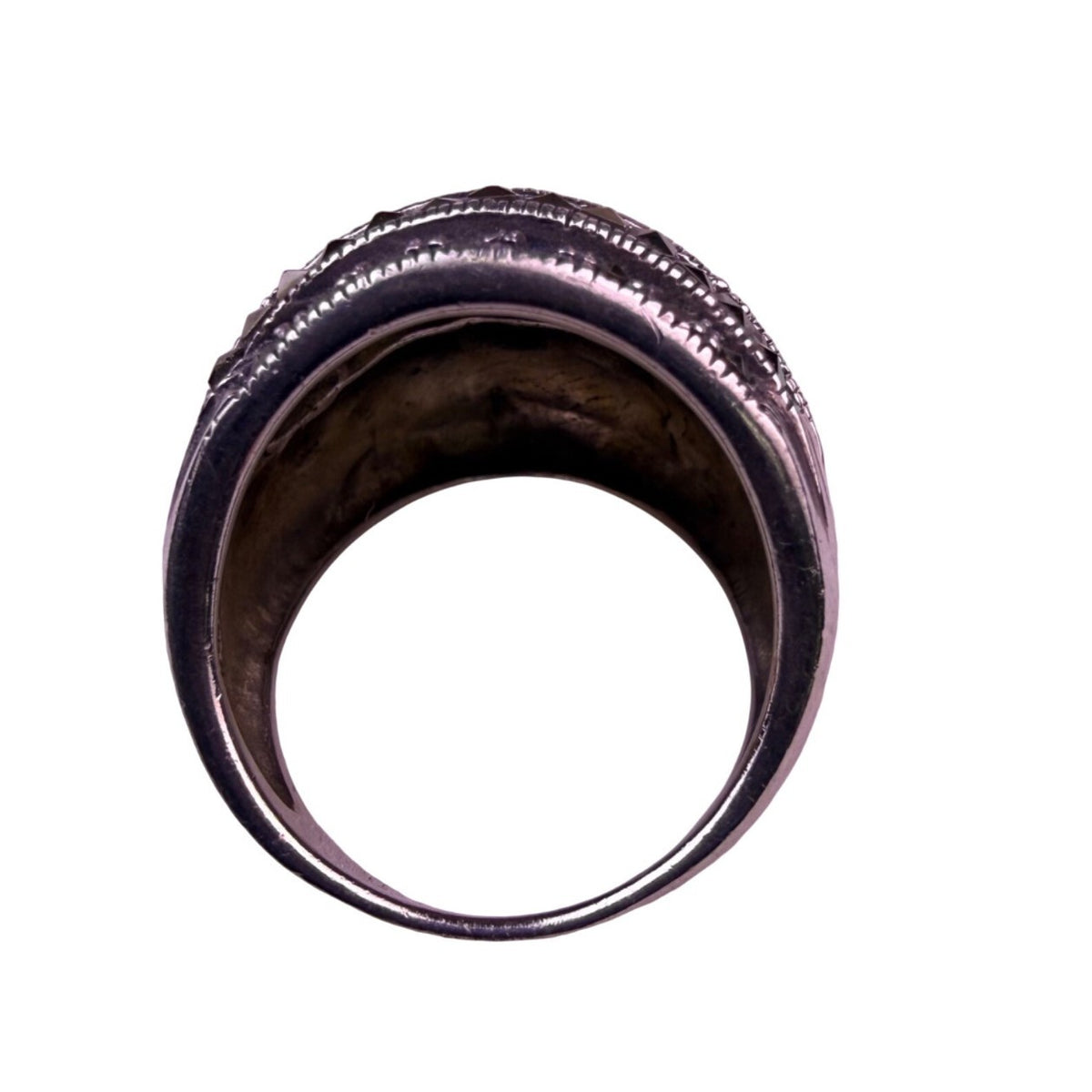 Sterling Silver 925 Womens Black & Silver Marcasite Ring CFJ Thailand Bold