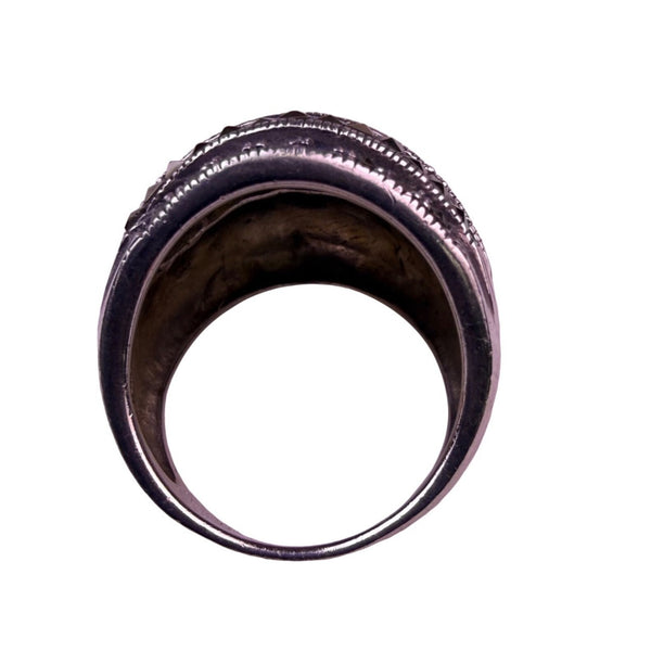 Sterling Silver 925 Womens Black & Silver Marcasite Ring CFJ Thailand Bold