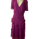 Lulus Women's Magenta Short Sleeve Wrapped Dress Sz M - NWT