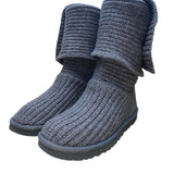 UGG Women’s Gray Knit Button-Up Fold-Over Design  Winter Boots Size 7