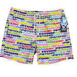 Psycho Bunny Mens Multicolor Swim Trunks Logo Print Elastic Drawstring Sz XL