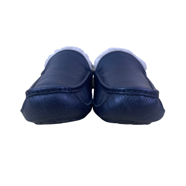 Ugg Men’s Black Leather & Sheepskin Lined  Indoor Outdoor Ascot Slippers Size 10