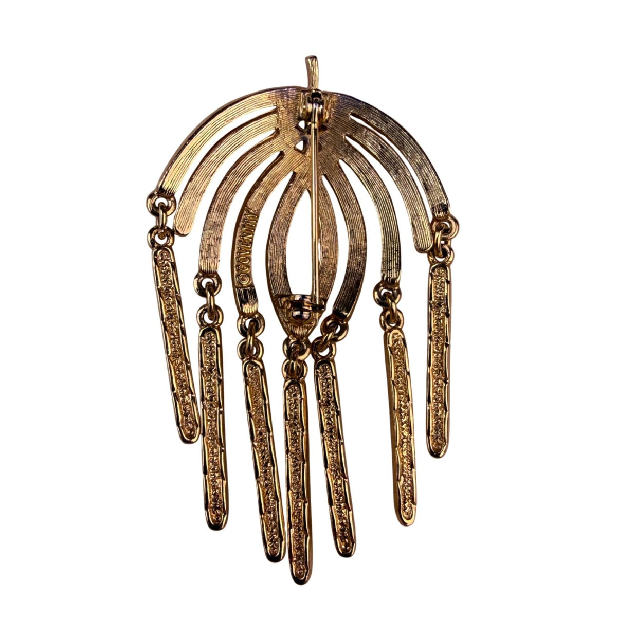 Sarah Coventry Gold Tone Waterfall Brooch Pin Retro Jewelry Vintage Style