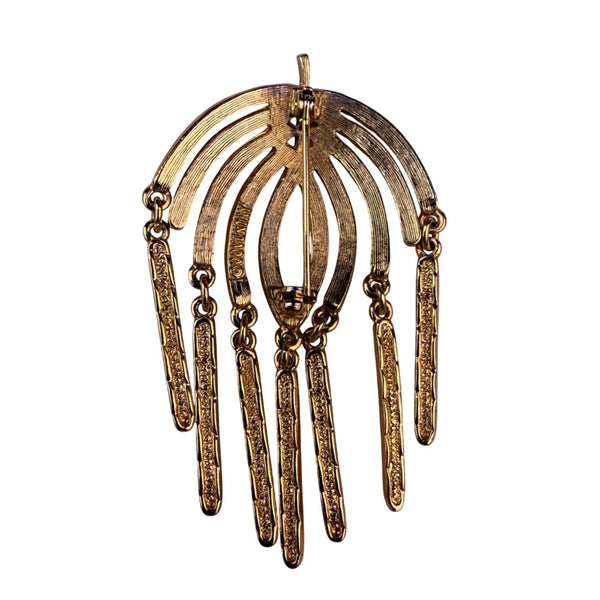 Sarah Coventry Gold Tone Waterfall Brooch Pin Retro Jewelry Vintage Style