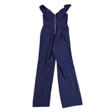 Luxxel Womens Navy Spandex Blend Off The Shoulder Wide Leg Jumpsuit Size M