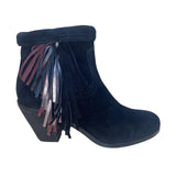 Sam Edelman Women’s Black Suede Fringe Louie Ankle Boots Size 7.5M