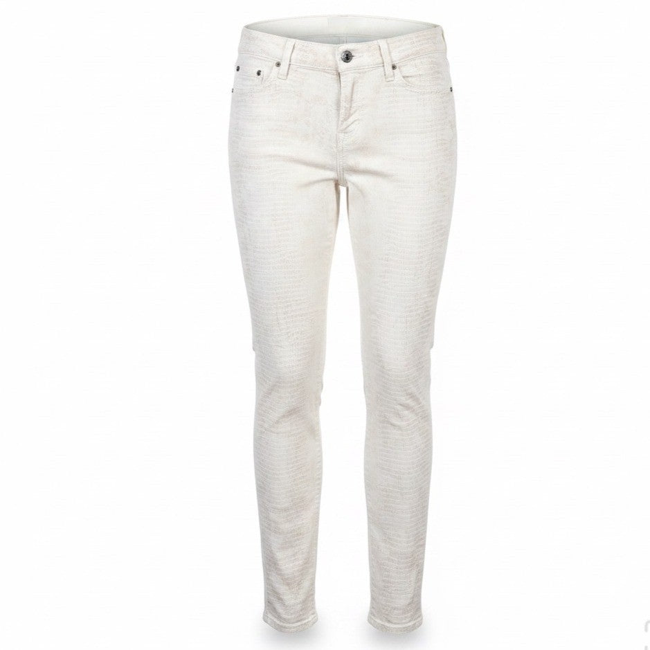 7 For All Mankind Womens White Skinny Pants Snakeskin Pattern Size 28