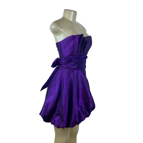 Teeze Me Purple Strapless Short Party Dress With Sequins & Bow Size 1