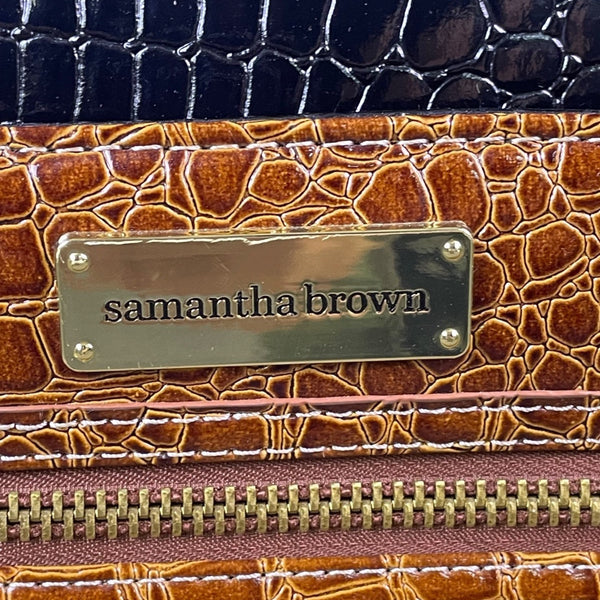 Samantha Brown Women’s Black & Brown Croc-Embossed Rolling Carry-On Luggage